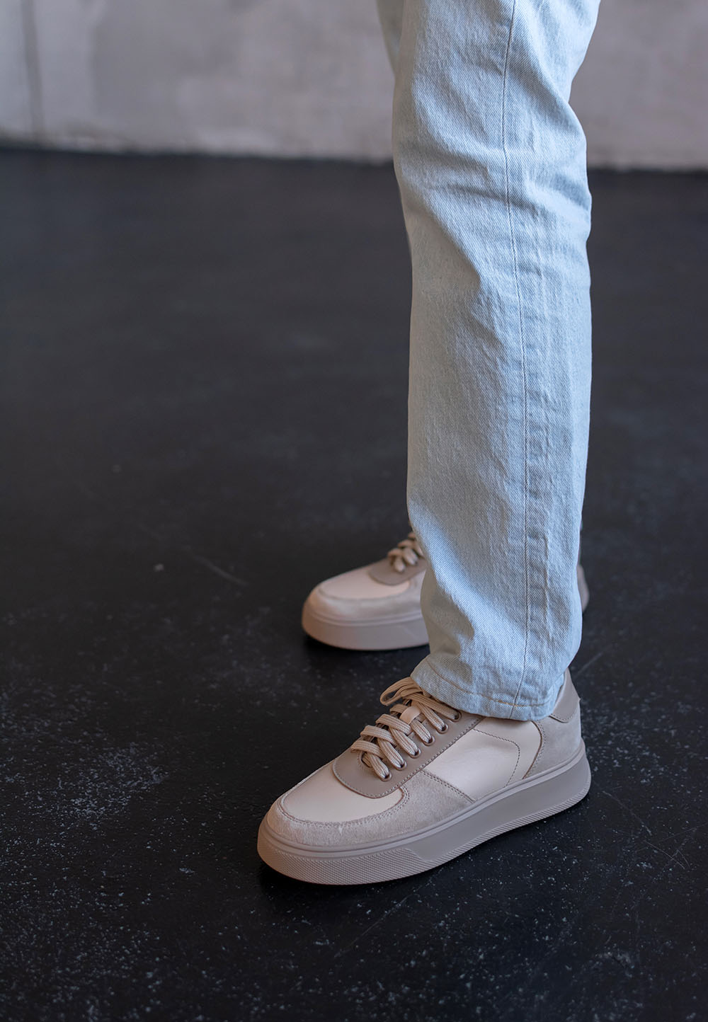 Кеди бежеві зі шкіри та замші | 65320 Кеди бежеві зі шкіри та замші | 65320