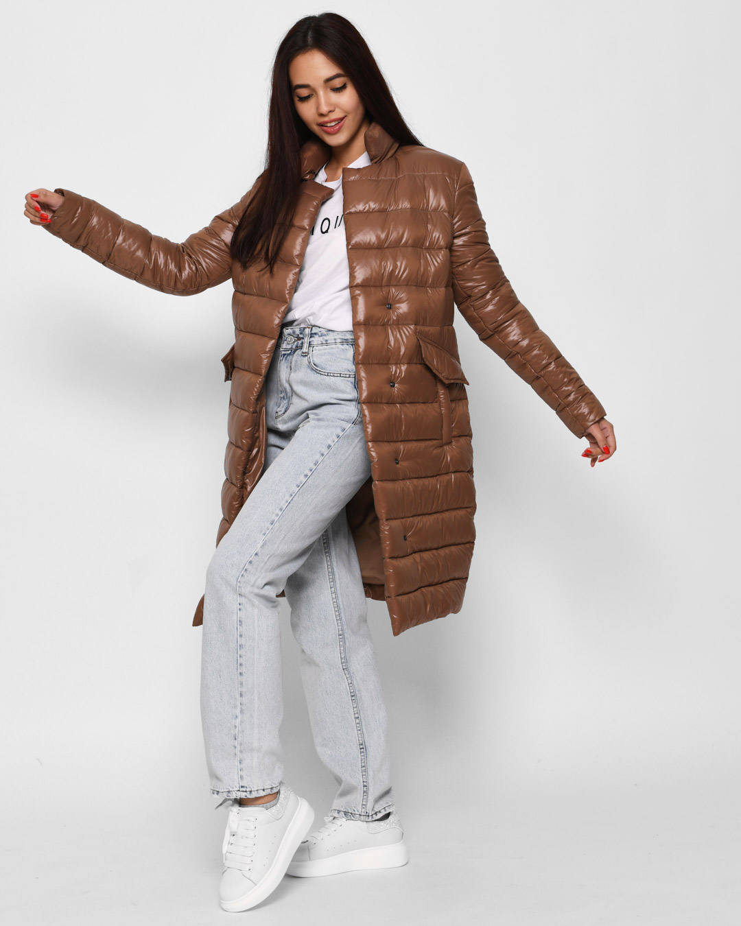 Демісезонна куртка-пальто коричнева | 64769 Демісезонна куртка-пальто коричнева | 64769