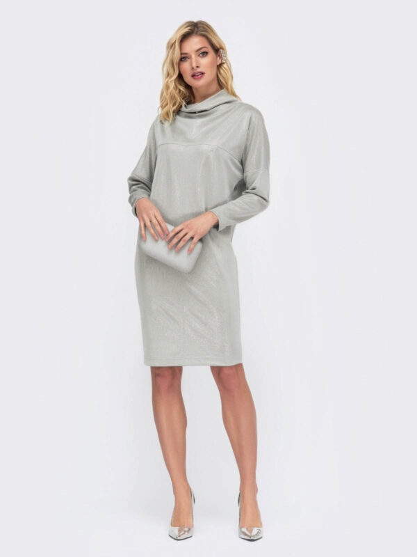 Срібляста сукня з тонкого трикотажу | 64804