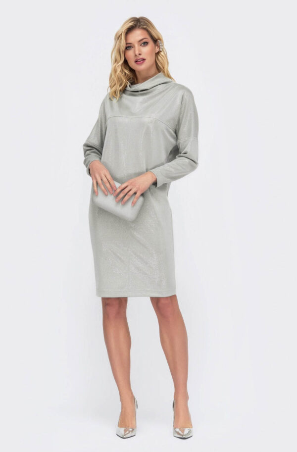 Срібляста сукня з тонкого трикотажу | 64804