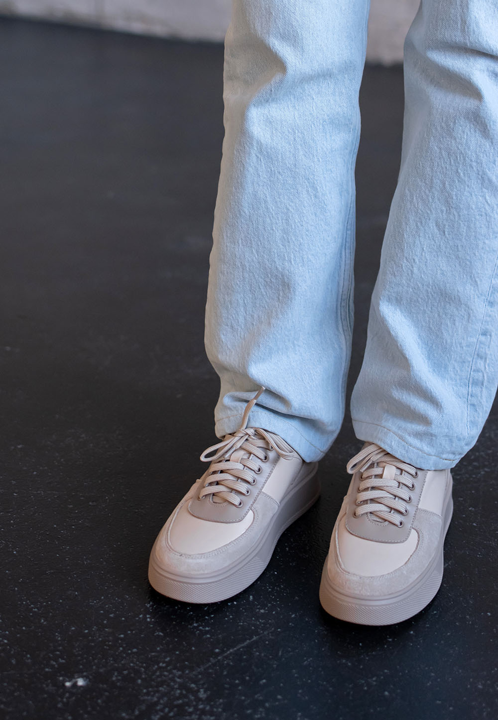 Кеди бежеві зі шкіри та замші | 65320 Кеди бежеві зі шкіри та замші | 65320