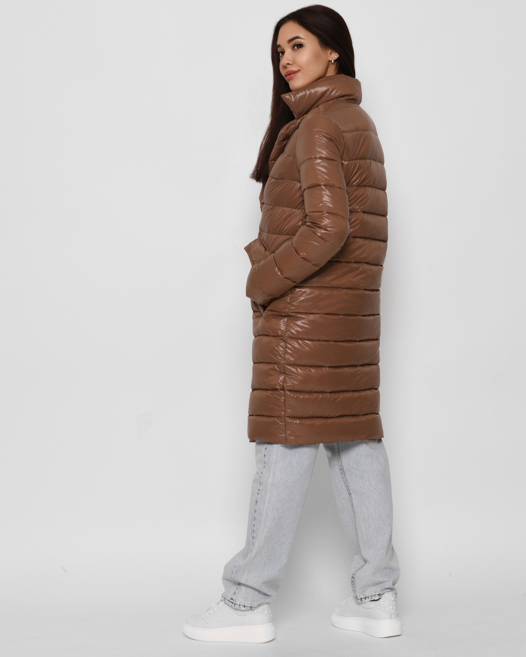 Демісезонна куртка-пальто коричнева | 64769 Демісезонна куртка-пальто коричнева | 64769