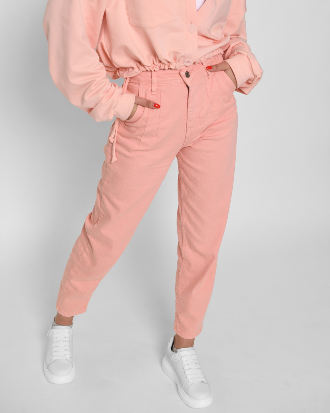 Стильні джинси мом персикові | 65503 Стильні джинси мом персикові | 65503