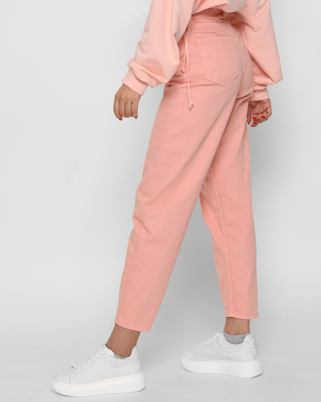 Стильні джинси мом персикові | 65503 Стильні джинси мом персикові | 65503