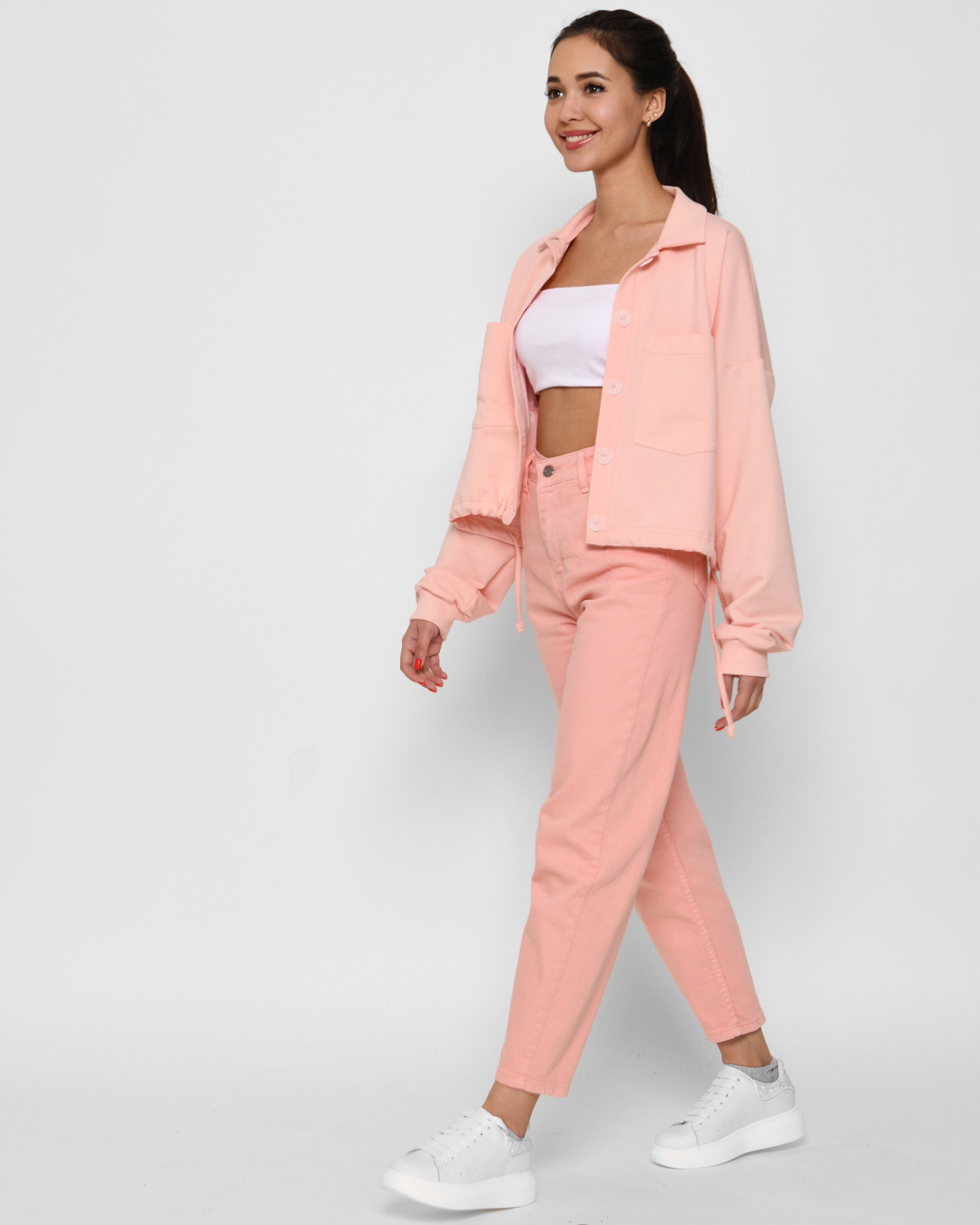 Стильні джинси мом персикові | 65503 Стильні джинси мом персикові | 65503