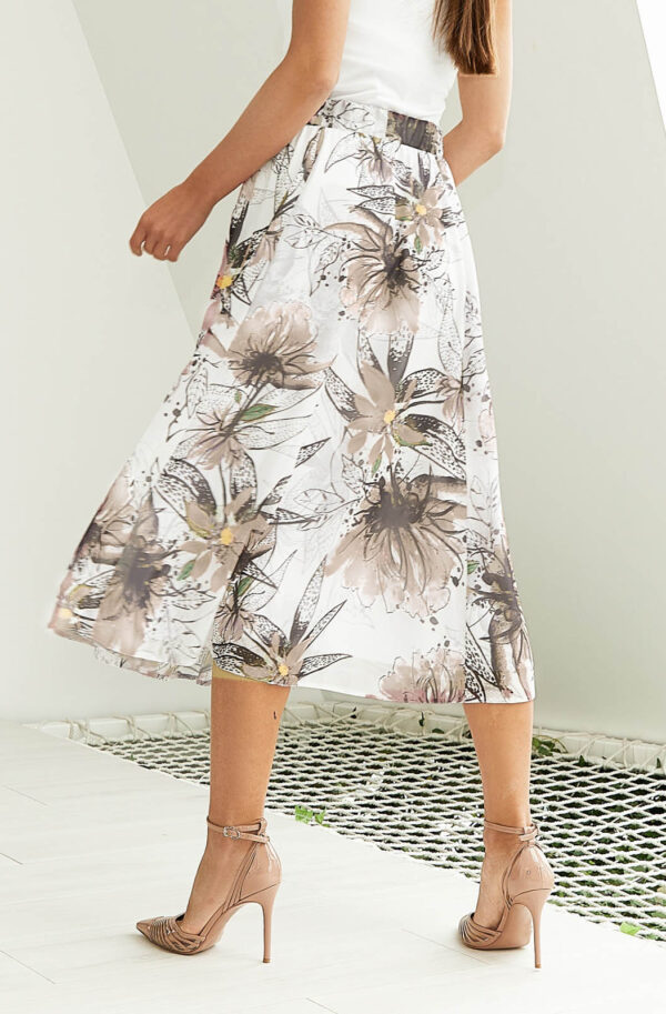 Літня спідниця принтована біло-коричнева | 65430