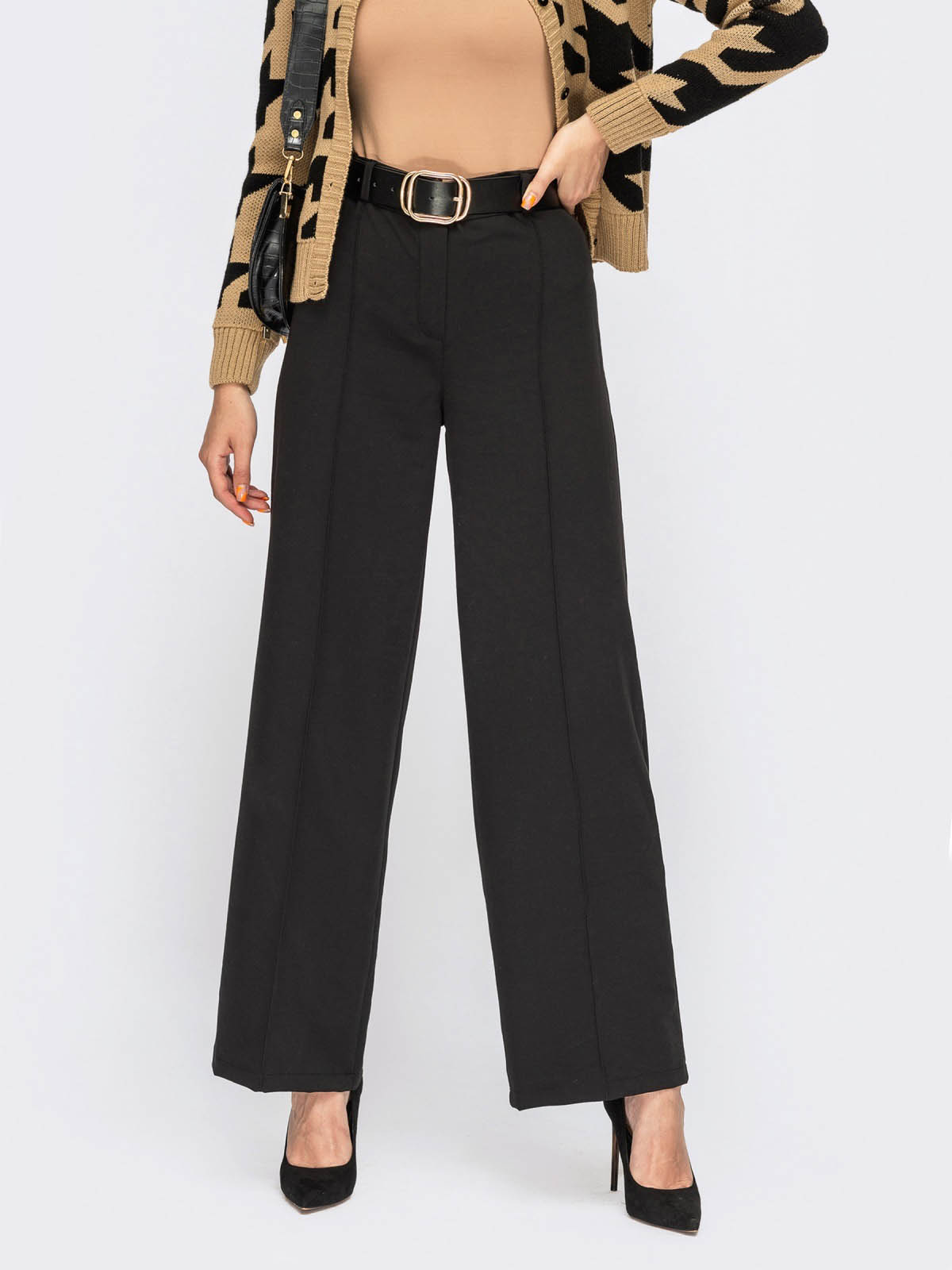 Ділові чорні штани-палаццо | 64482