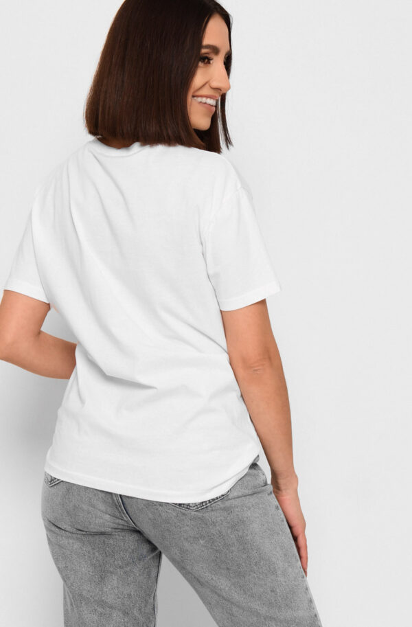 Бавовняна біла футболка з принтом | 64823