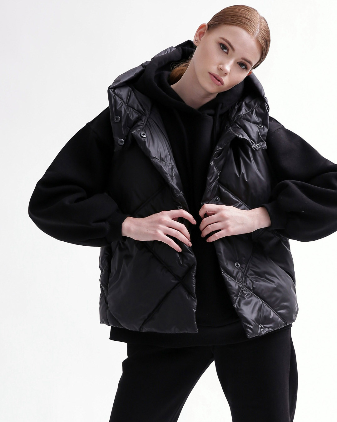 Жіночий стьобаний жилет чорний | 65614 Жіночий стьобаний жилет чорний | 65614