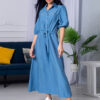 Літнє плаття-сорочка з льону блакитне | 66622 Літнє плаття-сорочка з льону блакитне | 66622