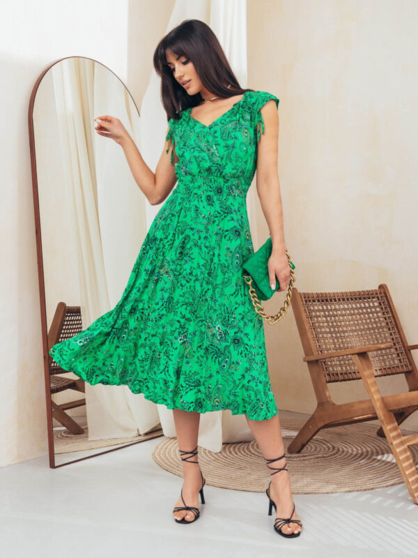 Літнє зелене плаття з квітчастим принтом | 66587