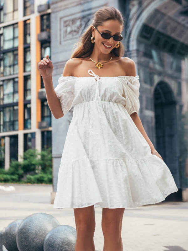 Літня сукня-трапеція біла з прошви | 66467