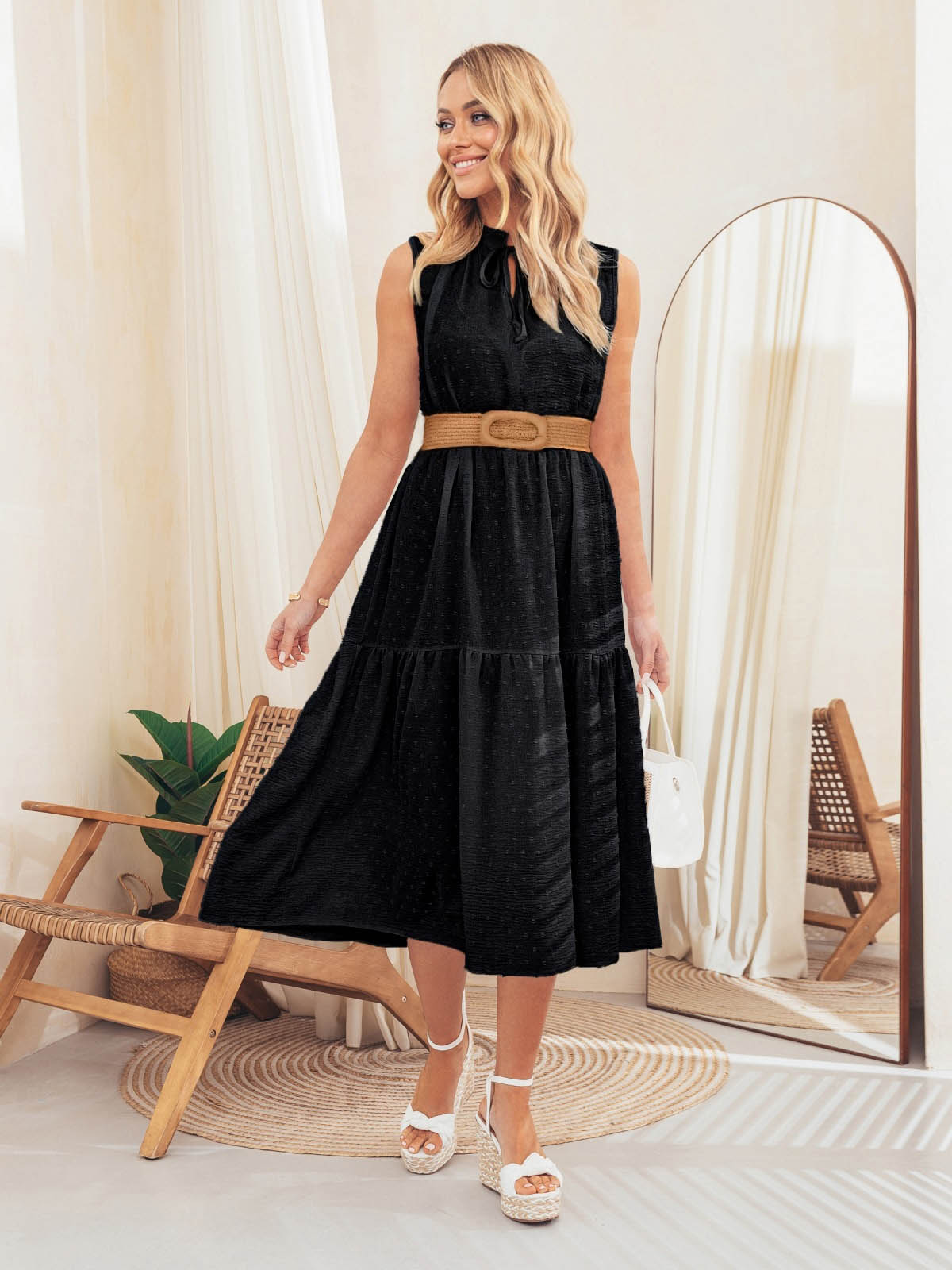 Літня сукня чорна з льону | 66645