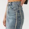 Оригінальна джинсова спідниця міді блакитна | 66278 Оригінальна джинсова спідниця міді блакитна | 66278