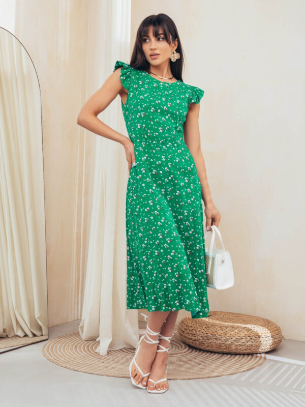 Літня сукня у квітковий принт зелена | 66541