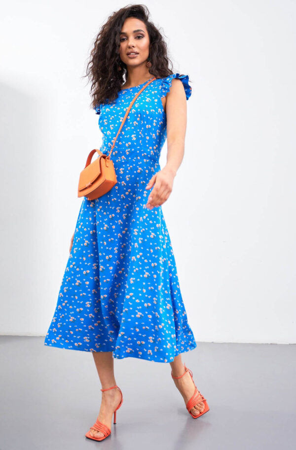 Літня сукня у квітковий принт синя | 66551