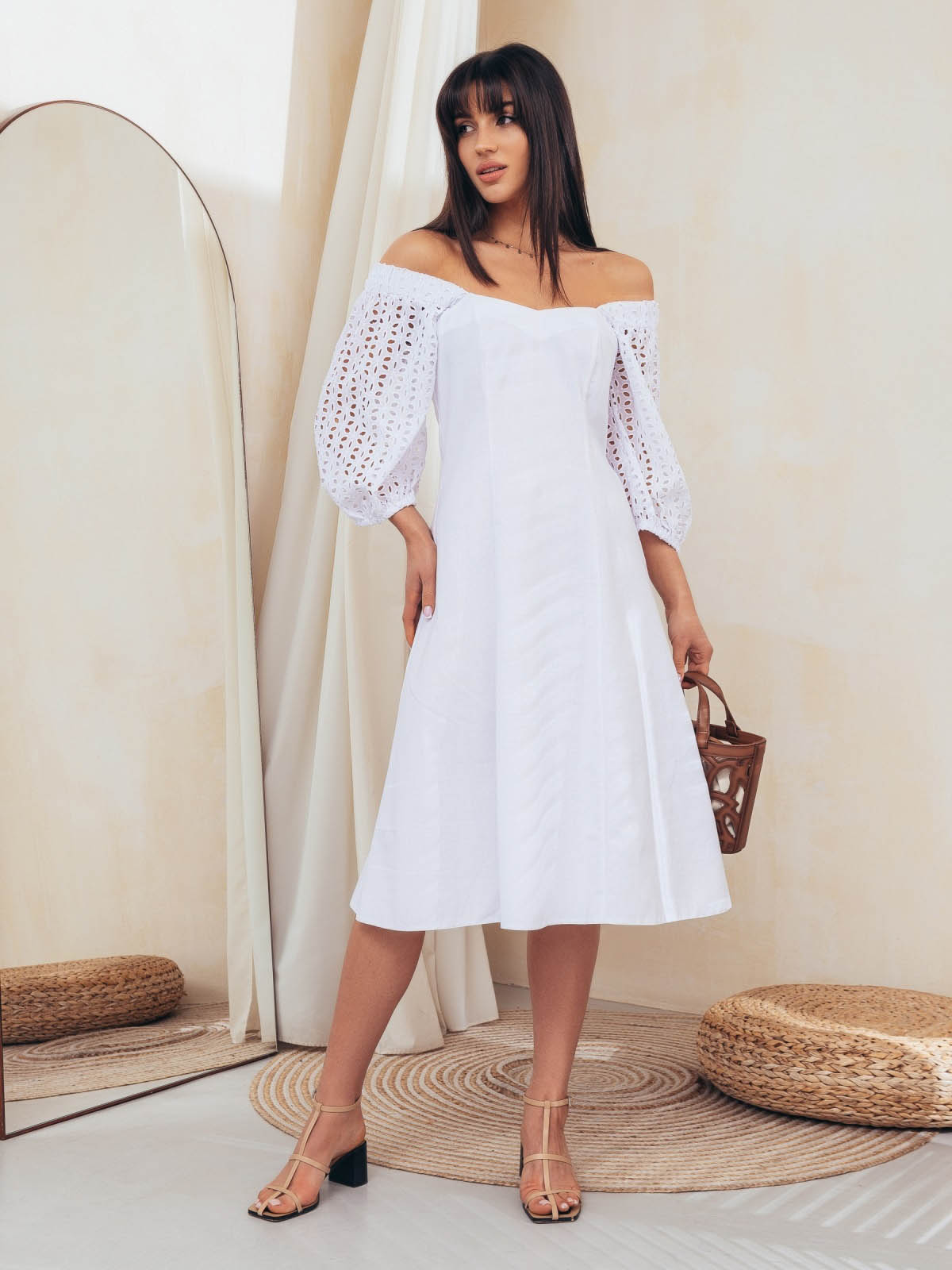 Повсякденне плаття біле з льону | 66657