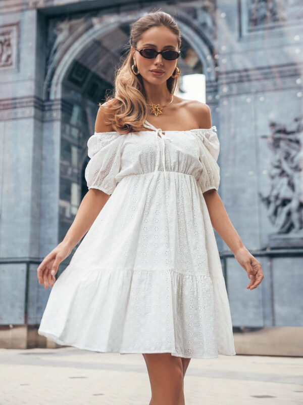 Літня сукня-трапеція біла з прошви | 66467
