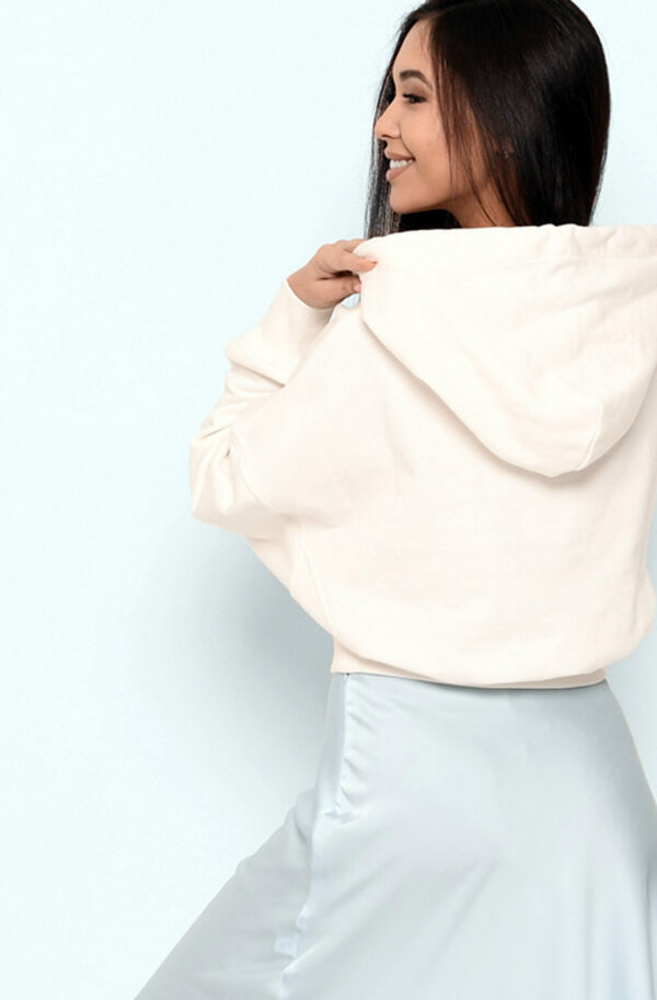 Стильне укорочене худі оверсайз біле | 66367