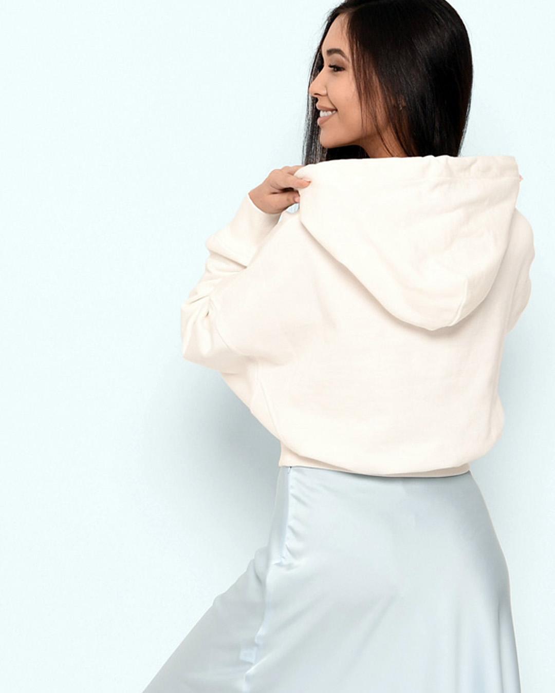 Стильне укорочене худі оверсайз біле | 66367