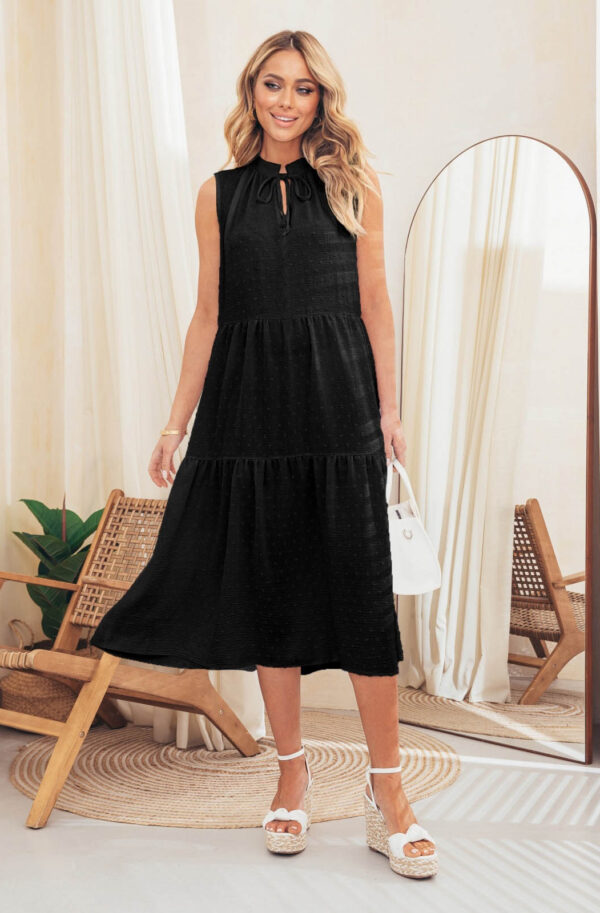 Літня сукня чорна з льону | 66645