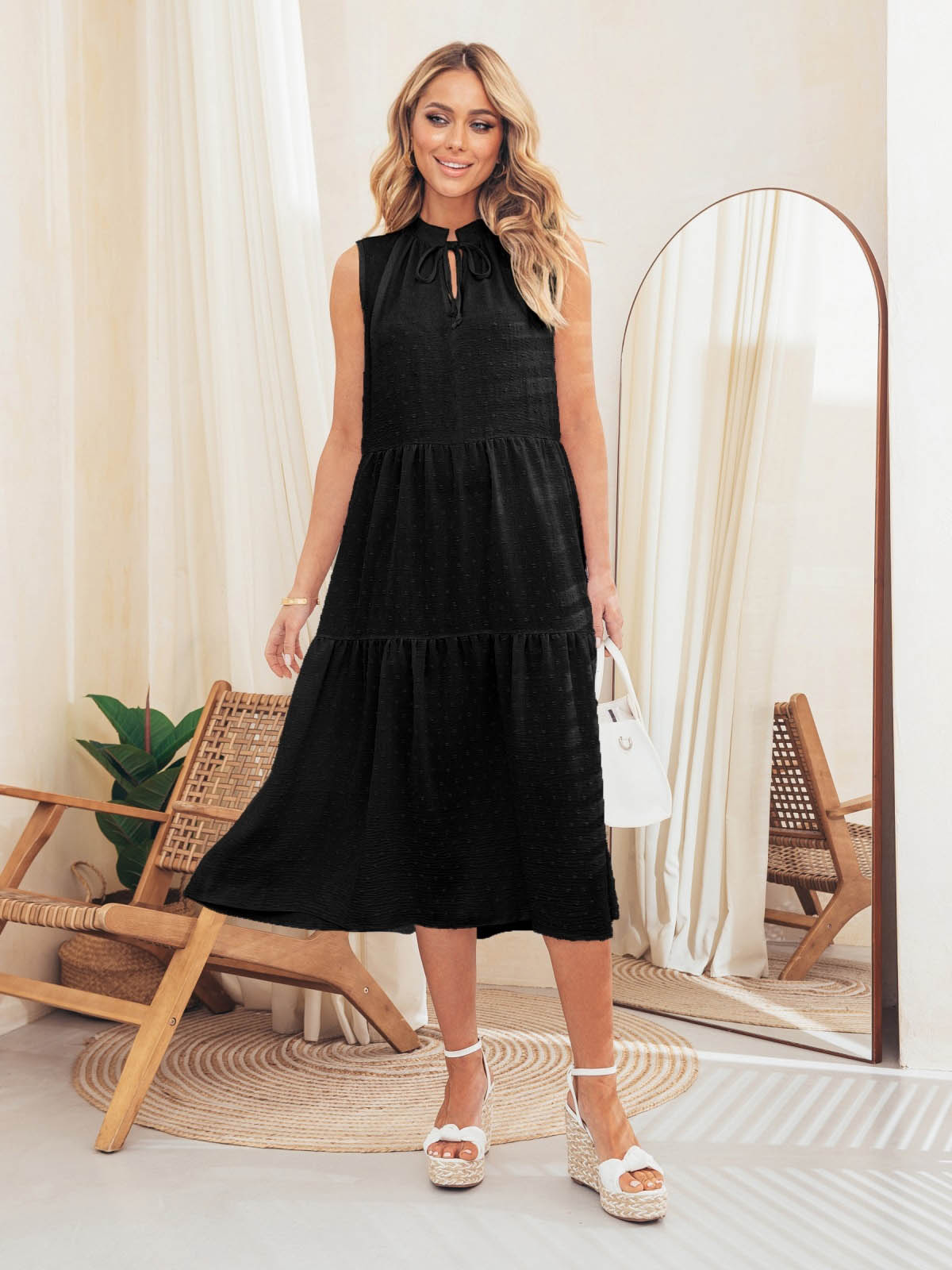 Літня сукня чорна з льону | 66645