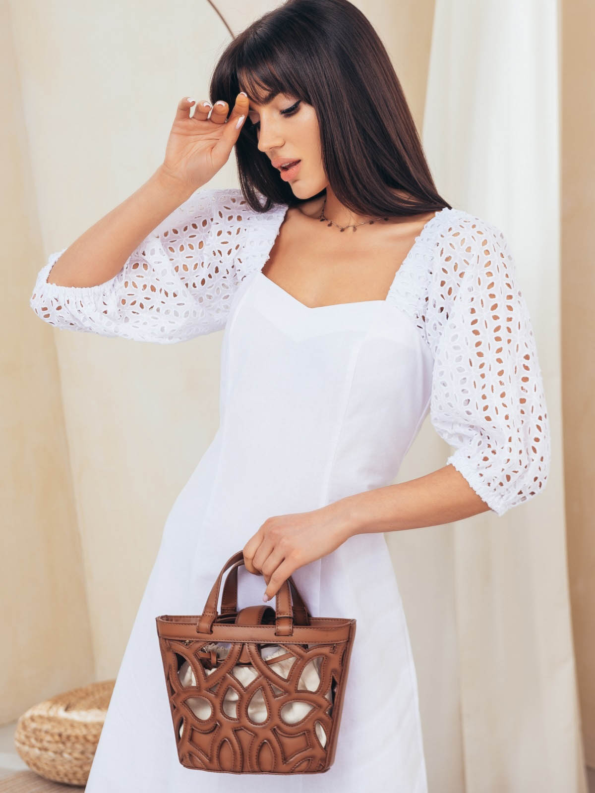 Повсякденне плаття біле з льону | 66657