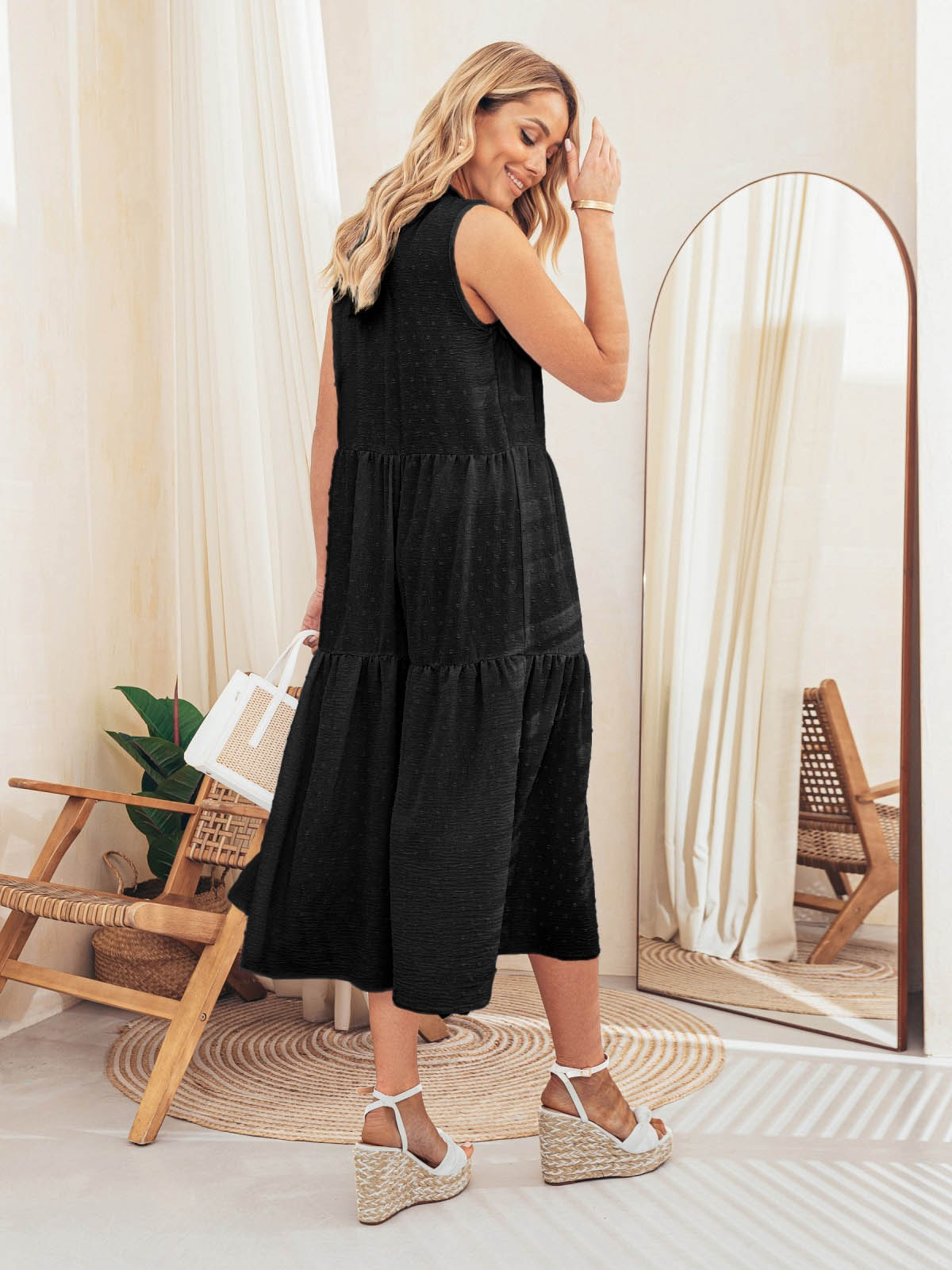 Літня сукня чорна з льону | 66645