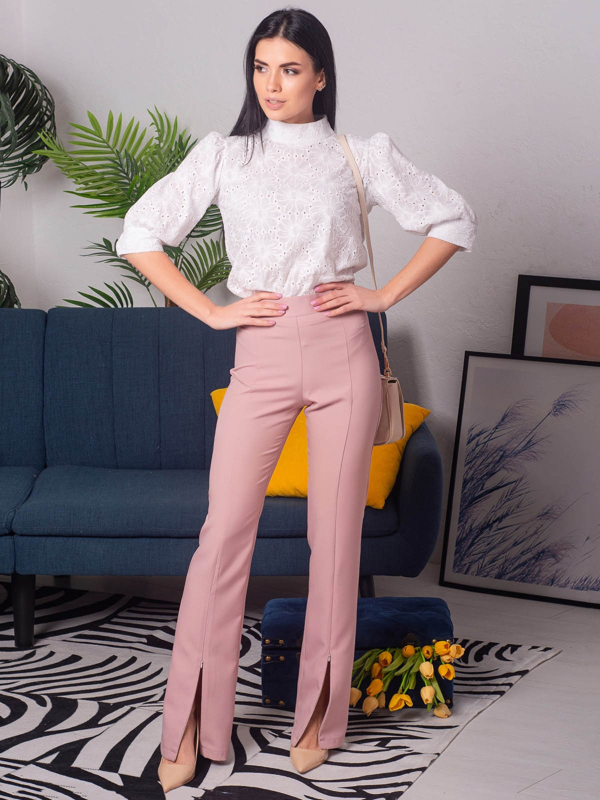 Жіночі штани-кльош рожеві | 65807