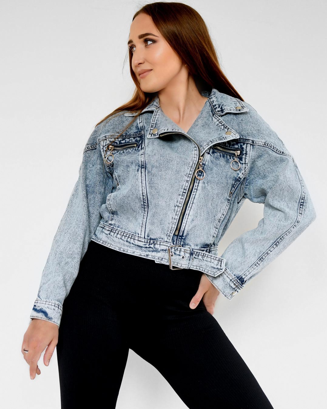 Джинсова куртка косуха блакитна | 65664 Джинсова куртка косуха блакитна | 65664