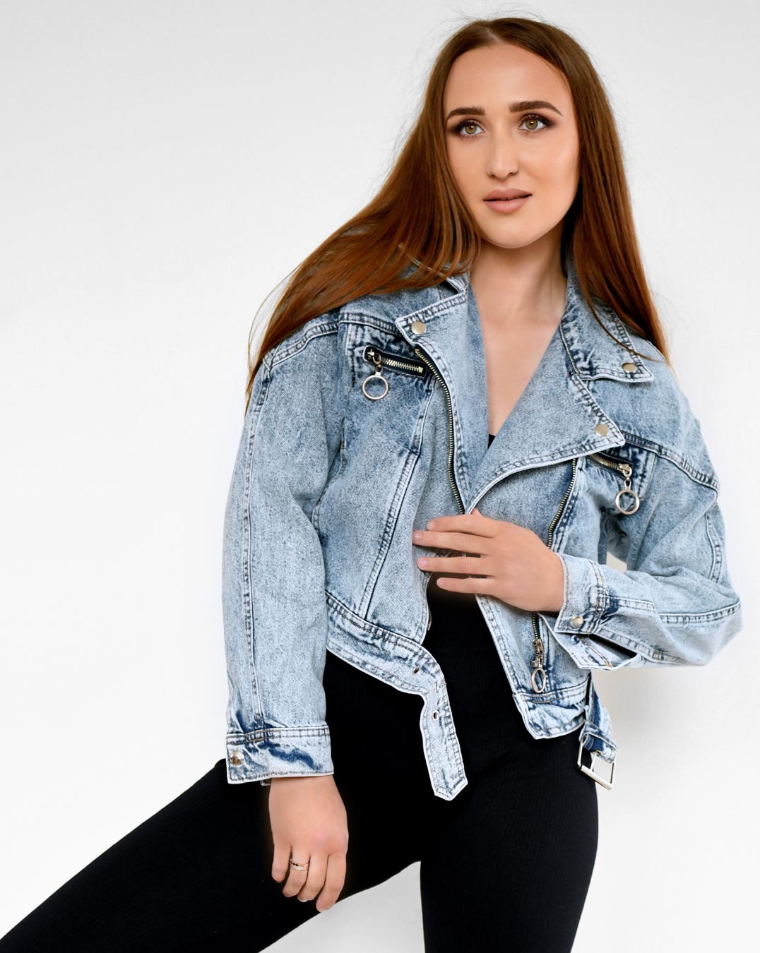 Джинсова куртка косуха блакитна | 65664 Джинсова куртка косуха блакитна | 65664