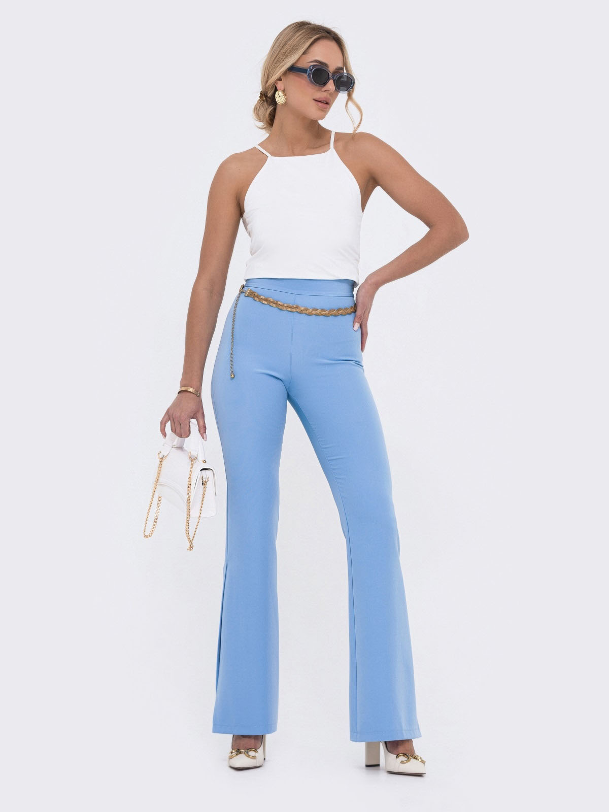 Жіночі штани-кльош блакитні | 65828 Жіночі штани-кльош блакитні | 65828