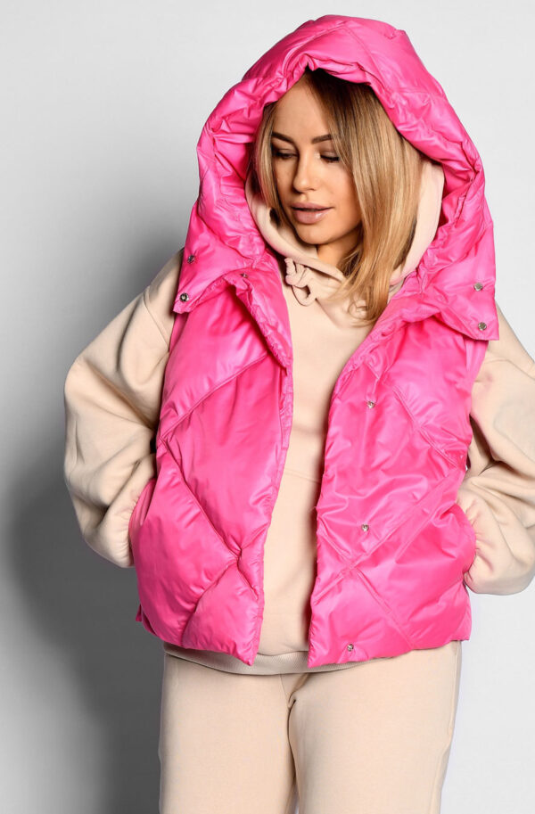 Жіночий стьобаний жилет фуксія | 65576