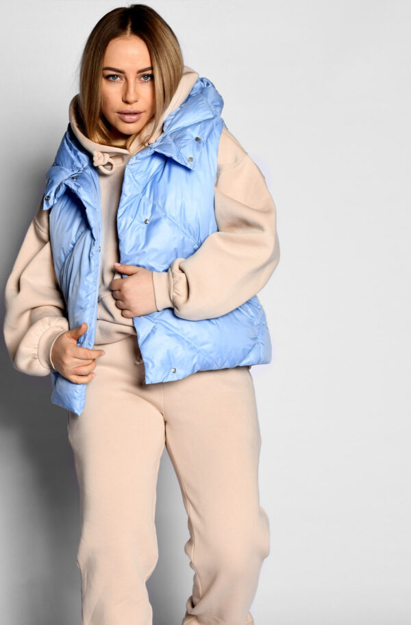 Жіночий стьобаний жилет блакитний | 65597