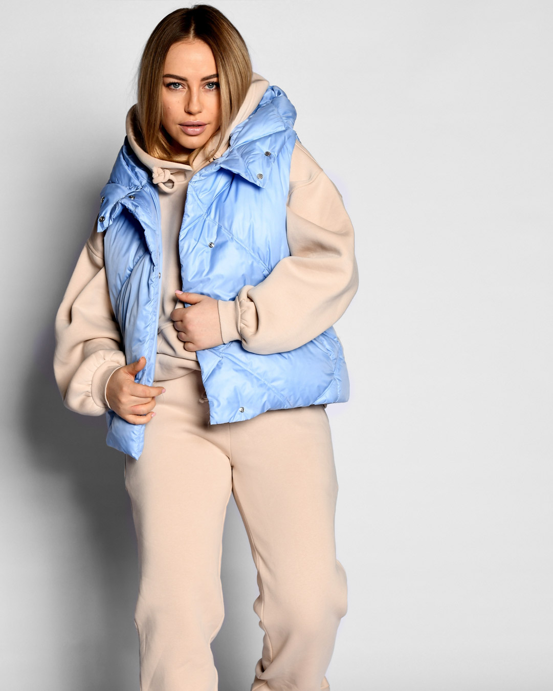 Жіночий стьобаний жилет блакитний | 65597 Жіночий стьобаний жилет блакитний | 65597