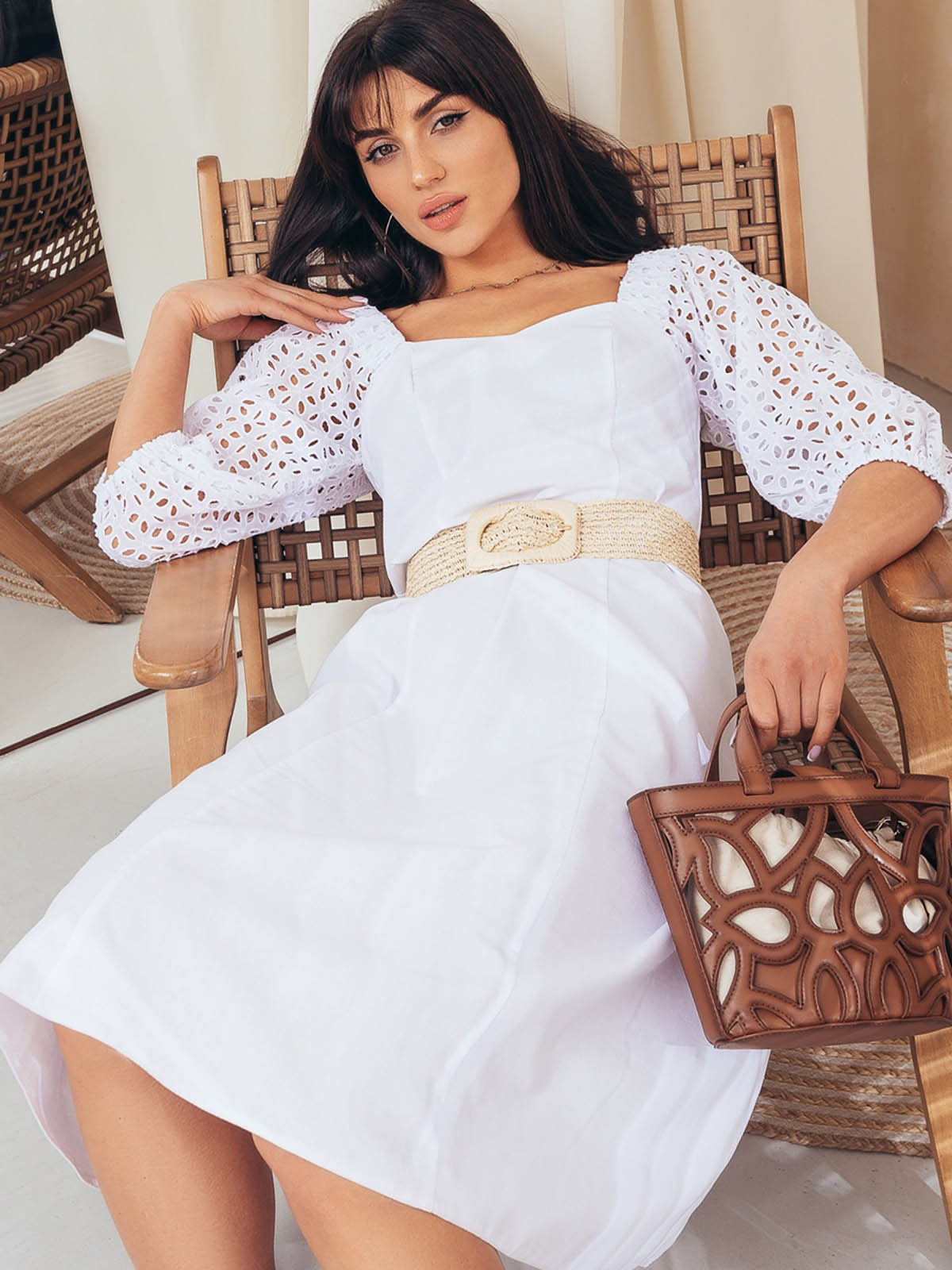 Повсякденне плаття біле з льону | 66657