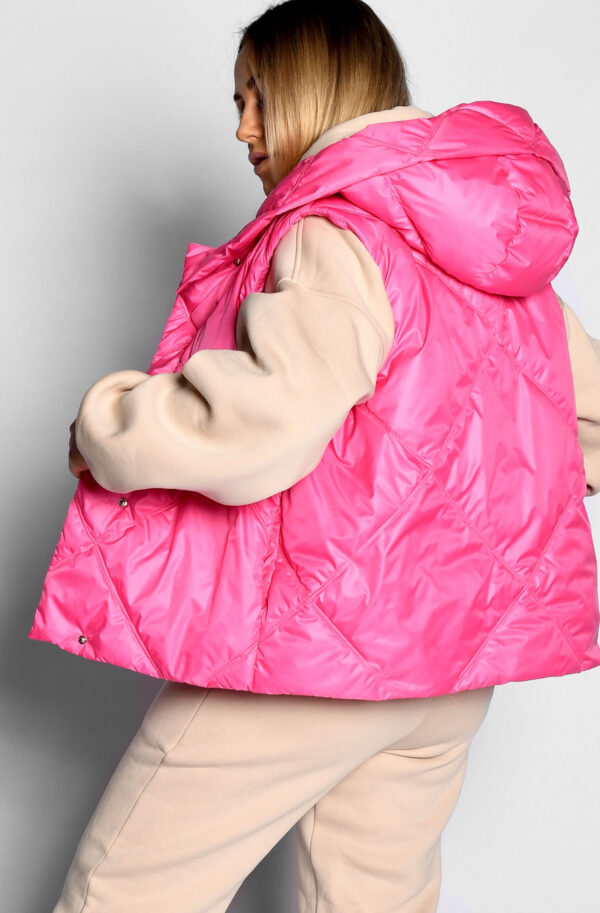 Жіночий стьобаний жилет фуксія | 65576