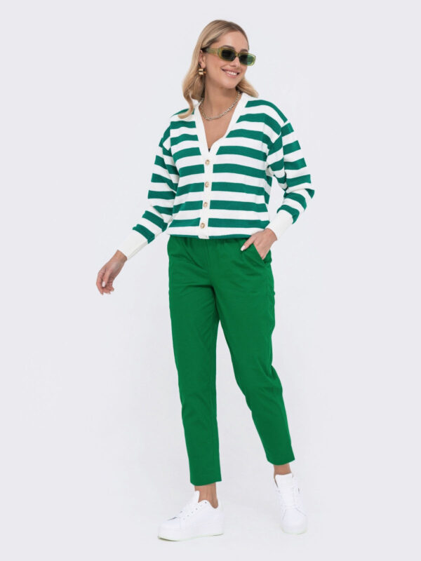 Жіночі бавовняні штани зелені | 65818