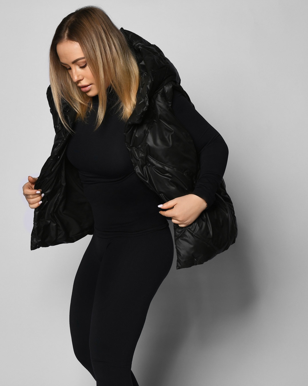 Жіночий стьобаний жилет чорний | 65614 Жіночий стьобаний жилет чорний | 65614