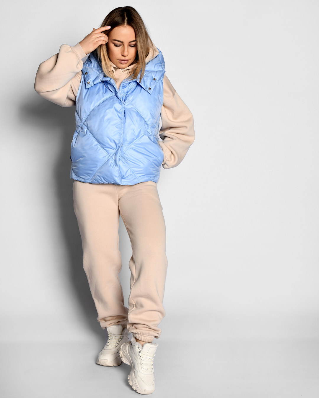 Жіночий стьобаний жилет блакитний | 65597 Жіночий стьобаний жилет блакитний | 65597