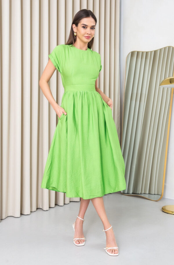 Плаття з відкритою спинкою салатове | 67606