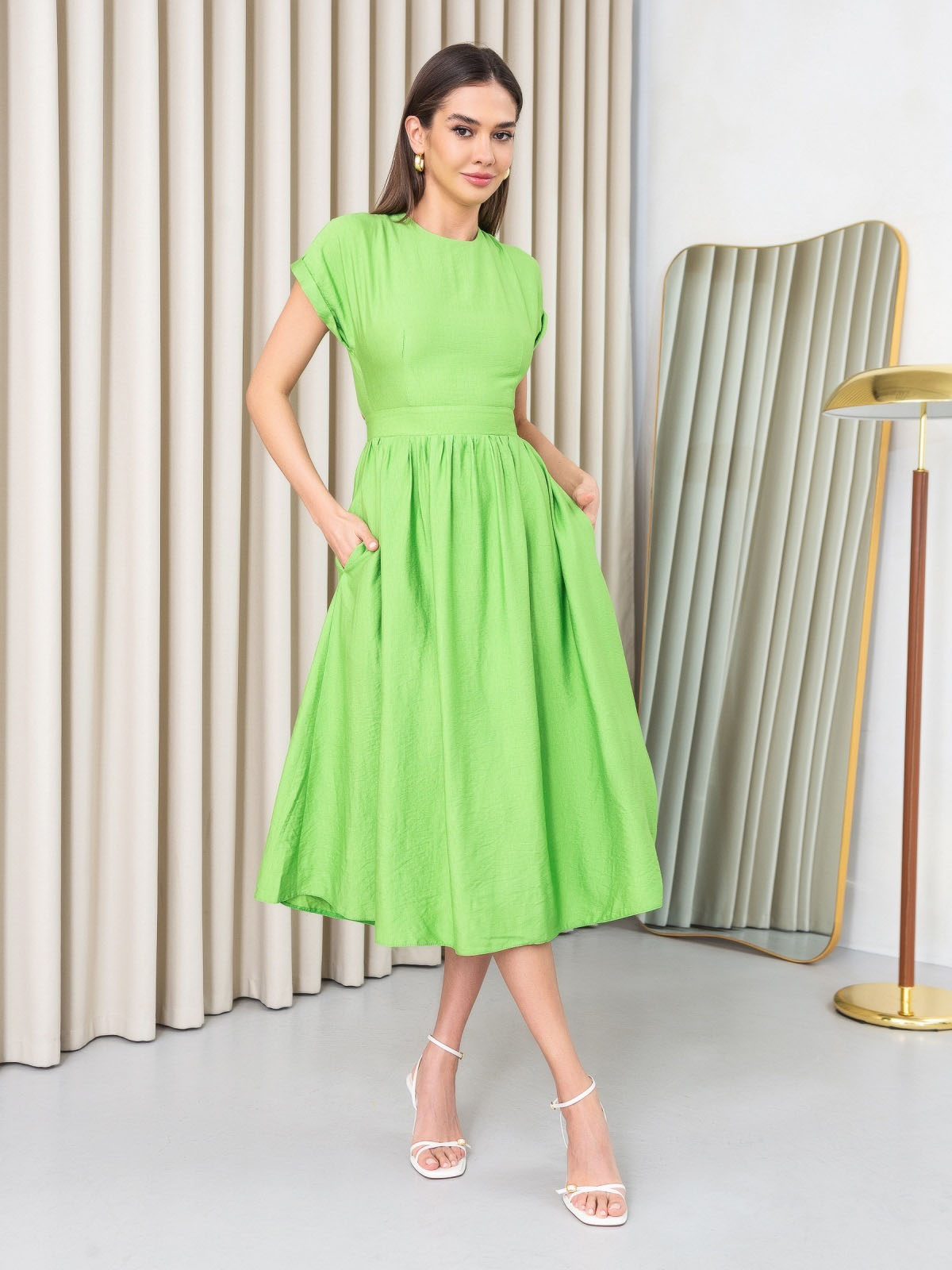 Плаття з відкритою спинкою салатове | 67606 Плаття з відкритою спинкою салатове | 67606