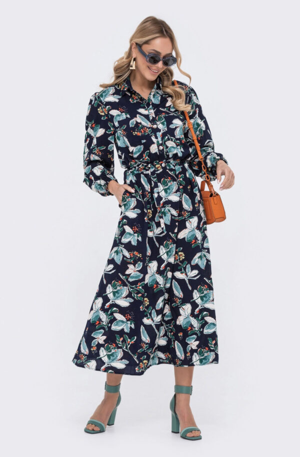 Принтоване плаття-сорочка чорне | 67198