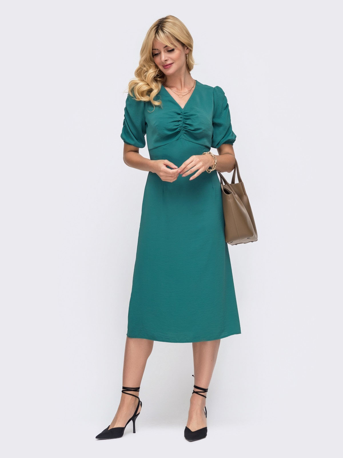 Приталена сукня бірюзова з фігурним ліфом | 67154 Приталена сукня бірюзова з фігурним ліфом | 67154