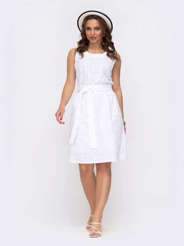 Лаконічне літнє плаття з прошви біле | 67620