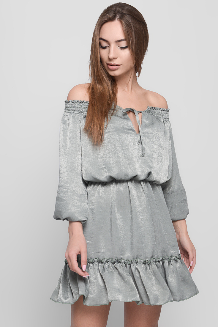 Сукня шовкова зелена фасону Baby Doll | 67392