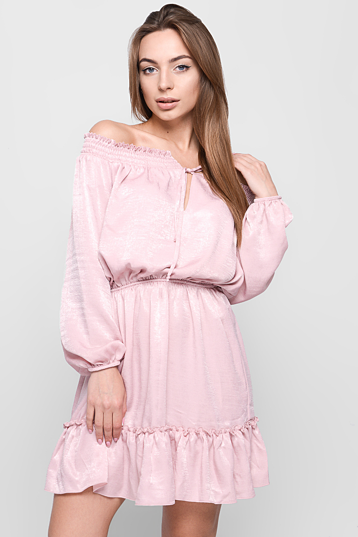 Сукня шовкова рожева фасону Baby Doll | 67385 Сукня шовкова рожева фасону Baby Doll | 67385