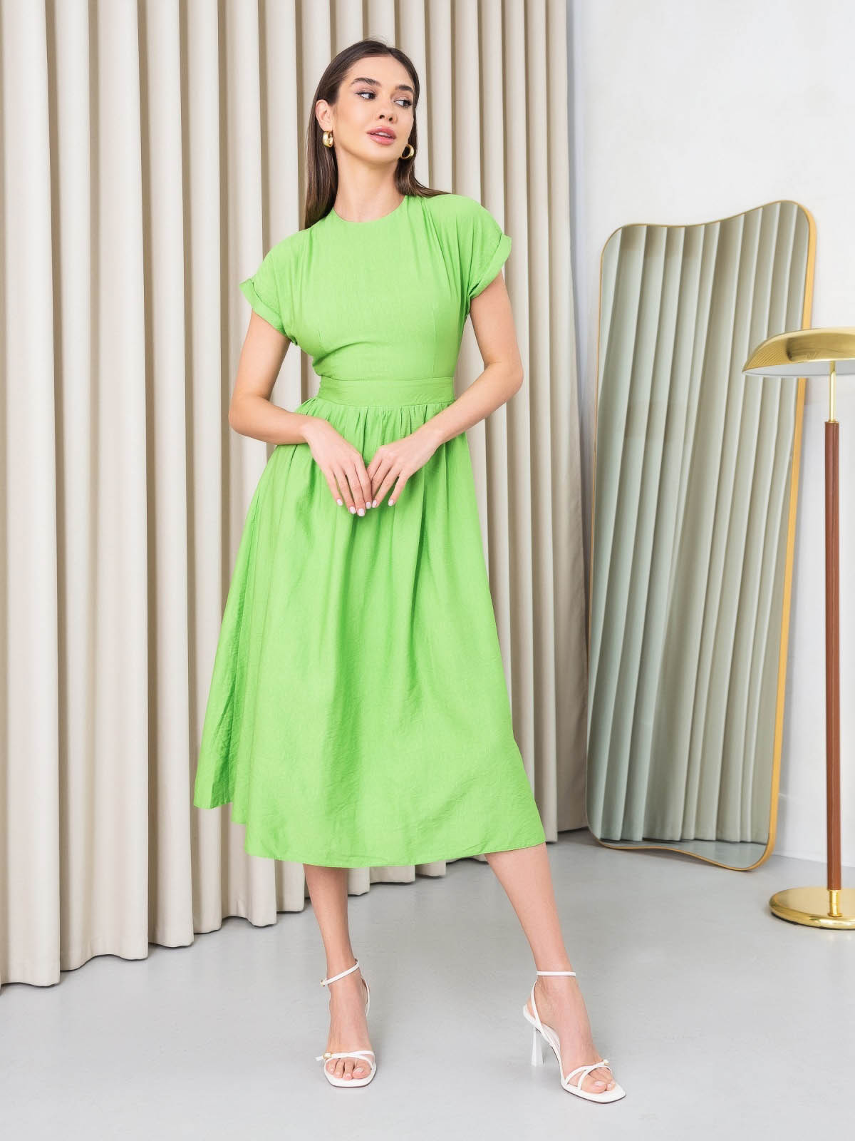 Плаття з відкритою спинкою салатове | 67606 Плаття з відкритою спинкою салатове | 67606