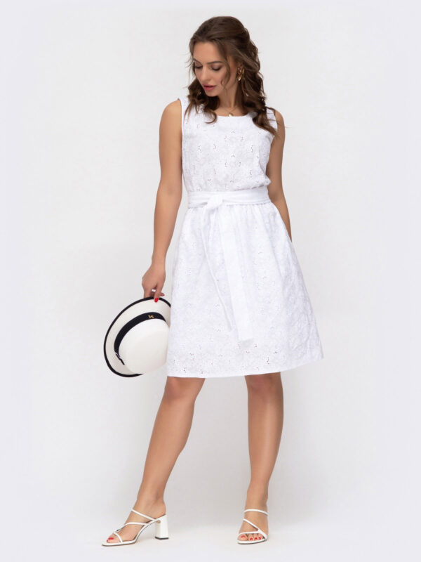 Лаконічне літнє плаття з прошви біле | 67620