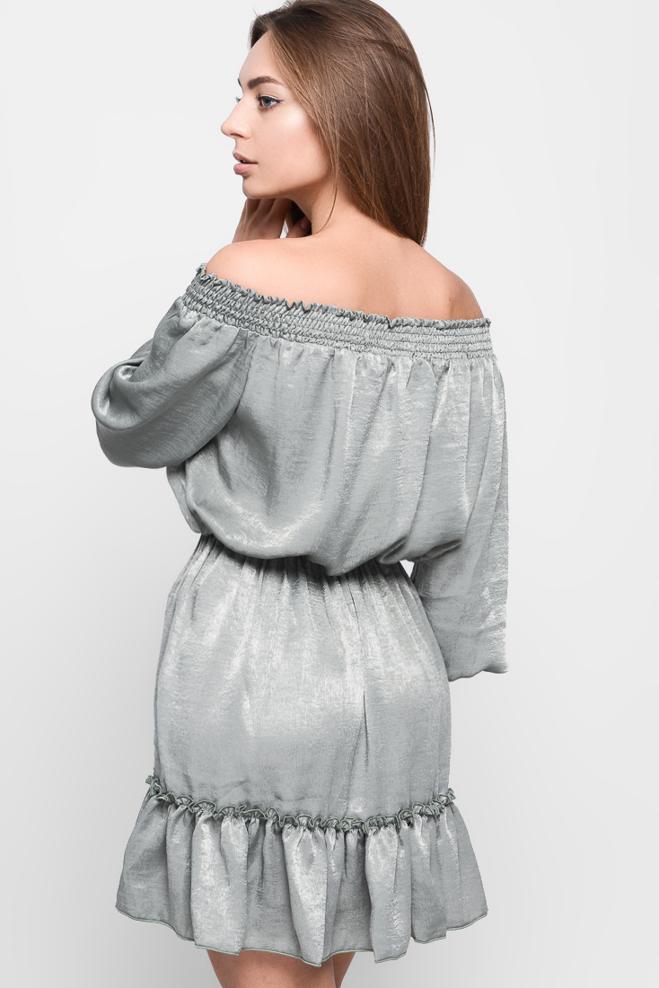 Сукня шовкова зелена фасону Baby Doll | 67392